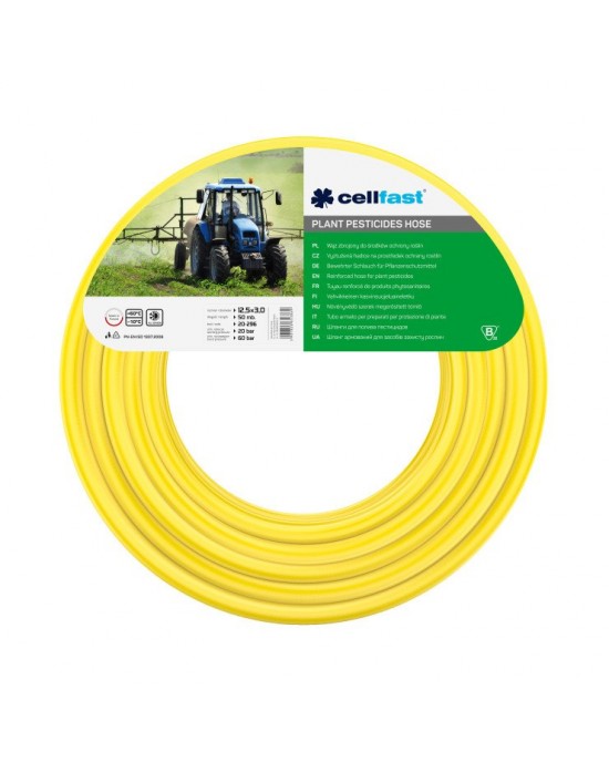 Bitki pestisitleri için güçlendirilmiş hortum 12,5 × 3,0 mm 50 m (164 ft) [sarı]