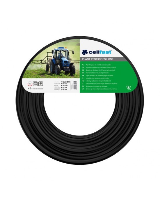 Bitki pestisitleri için güçlendirilmiş hortum 12,5 × 3,0 mm 50 m (164 ft) [siyah]